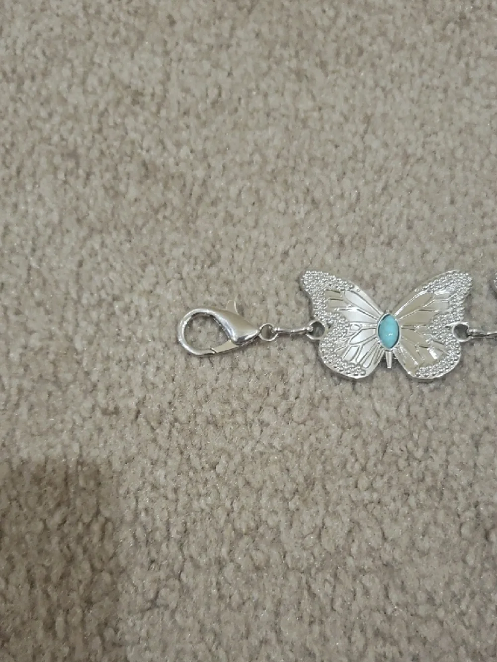 Silver Floral Link Belt with Turquoise Accents